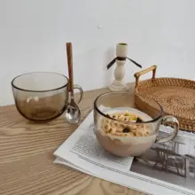 楽熊 耐熱大容量カフェグラス【北欧スタイル・ブラウンガラス・朝食用】