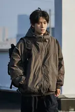 男女兼用 無地フード付きダウンジャケット【保温・ゆったりシルエット・大きなポケット付き・防風】