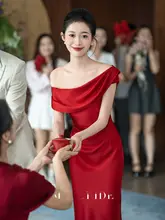 華やかなレッドカラーの法式朝服ワンピース【結婚式・成人式・ドレス】
