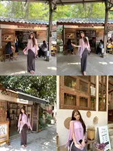 リゾートスタイルの美しいドレス【不規則なフリル付きシャツとスカート】（セットアップ対応）