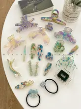 夏向けエレガントグリーンシャーククリップ【高級ヘアアクセサリー・ヘアアップ用】