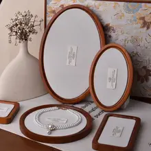 実木製 ヴィンテージデザインの宝石トレイ【麻布仕上げ・ネックレス・リング用ディスプレイ】
