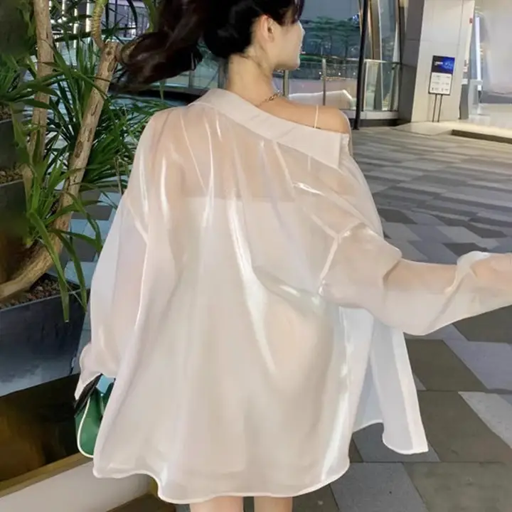 薄手のサンシャツ【女性用・夏季・UVカット・カーディガンタイプ】（セットアップ対応）