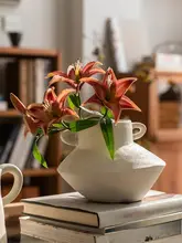 花瓶 花器 植木鉢 陶器 手作り マット仕上げ オフホワイト アンティーク調 上品 卓上 リビング インテリア 置物