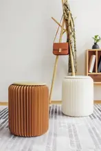 省スペースデザインの折りたたみ式丸型スツール【多機能・持ち運び便利】