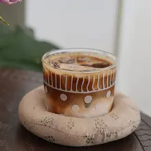 レトロデザインのドット模様耐熱ガラスカップ【アイスコーヒー・朝食用・スイーツにも】