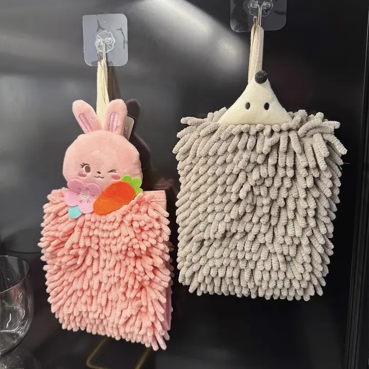 おしゃれなカートゥーンデザインの吸水速乾タオル【柔らかい雪尼尔素材・キッチン用・子供向け】