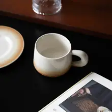 暹羅グラデーションの陶器製コーヒーカップとソーサー【ラテアート対応】（セットアップ対応）
