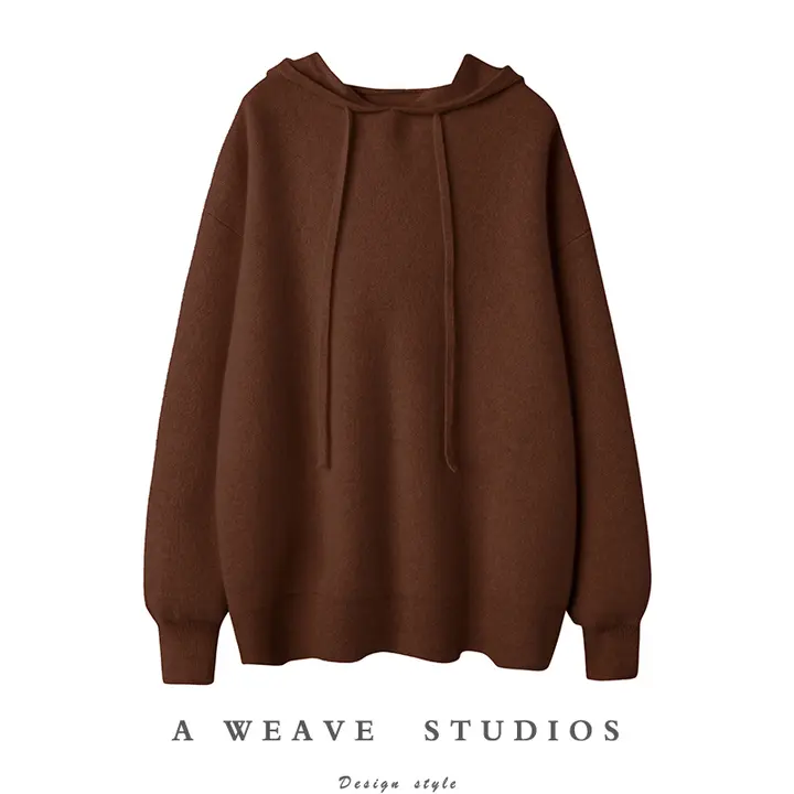 特別な日本製メラードニットフード付きカシミアセーター【厚手・女性用】
