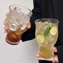 レトロなワイド口ガラスカップ【アイスコーヒー・大容量・ソーダ水用】
