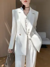 女性用スーツベスト【上品な雰囲気・ブリティッシュスタイル・通勤・カジュアル用・ホワイト】（セットアップ対応）