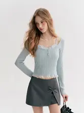 立体リボンデザインのショートスカートパンツ【穴あけ不要・Aライン・ショート丈・スリット入り】
