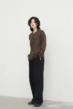 SUNYVONNE 長袖カジュアルTシャツ【カジュアル・レイヤード・シンプルデザイン・ドローストリング】