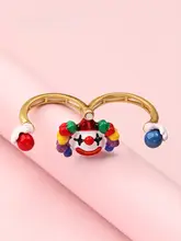 手作りのエナメル カラフルなクラウン双環リング【調整可能・個性的なデザイン】