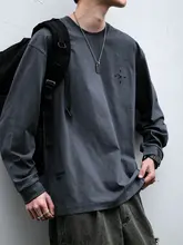 長袖Tシャツ メンズ 刺繍 無地 ヘビーオンス インナー トップス ストリート 春秋