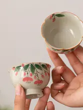 陶製功夫茶具【花蕊デザイン・ティーポットとカップ二個】（セットアップ対応）