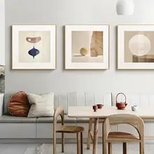 モダンシンプル抽象立体静物アート【モランディカラー・リビング＆ダイニング用装飾画】