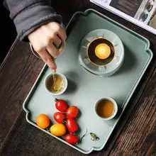 乾燥茶盤 家庭用 茶器 トレイ 長方形 小茶卓 レトロ 陶変