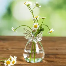 かわいいエンジェルデザインのミニガラス花瓶【水耕植物・グリーン適用】