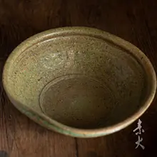 ヴィンテージ風 手作り 深皿【粗陶製・グリーン・多用途】（セットアップ対応）