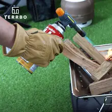 TERRBO 牛革製 アウトドア用防割手袋【耐熱・防炎・厚手・キャンプ用】