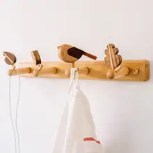木製 カラフルバード壁掛けフック【収納用・創意デザイン】