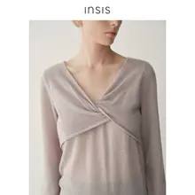 ニットトップス レディース 長袖 オーストラリア産メリノウール 蝶結び ねじりデザイン 秋冬「INSIS FEMME」