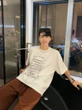 シンプル丸首Tシャツ【メンズ・短袖・英字プリント・フィット】