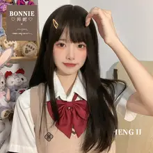 ロリータスタイルのウィッグ【リアルな黒のストレートロングヘア】