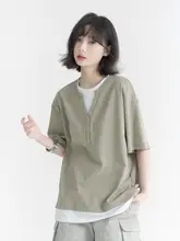 万有引力博物館風 二重構造デザインの半袖Tシャツ【ゆったりサイズ・綿素材・夏用】（セットアップ対応）