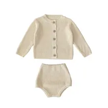 春秋用 子供用 おしゃれなロンパース 2点セット【新生児・外出用】（セットアップ対応）