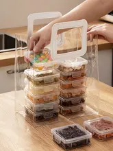 透明な食品収納ボックス【持ち運び可能・重ねられる・蓋付き・キッチン・オフィス・アウトドア用】