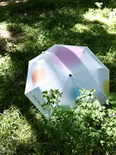カラフルな虹のきのこ柄持ち運び可能なUVカット傘【ブラックコーティング・晴雨兼用】