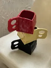 手作り感のある四角い陶器のコーヒーカップ【ユニークデザイン・マグカップ】
