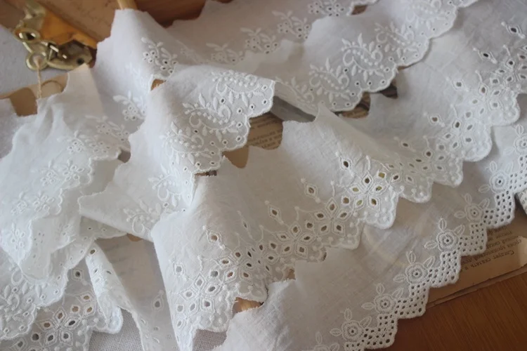 DIYエプロンのための上質コットン糸刺繍片側レーストリム素材の使い方と特性