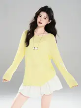 ブルーのフィットTシャツ【レディース・背中開き・UVカット対応】