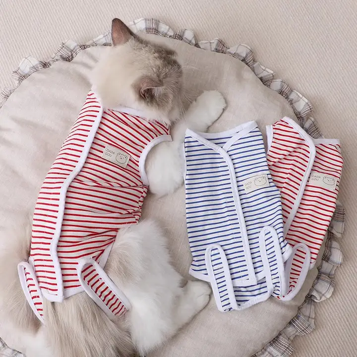 猫用術後服【夏用・軽量・通気性・全包デザイン・舐め防止】