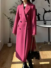 秋冬用・米白色のダブルフェイスウールコート【ショルダースタイル・ミドル丈・ノッチドラペル】