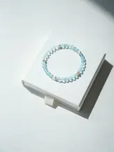 QIANTAO 天然ブルーアクアマリンと淡水パールのブレスレット【ギフト用・女性向け】
