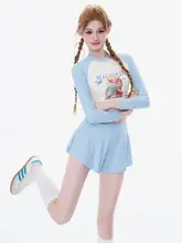 少女用水着【泡温泉・スリム効果・分体・長袖・紫外線対策・スポーツ用】（セットアップ対応）