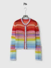 極上の柔らかさのグラデーションアートフリンジニット【羊毛・モヘア混紡】