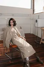 ヴィンテージ風リネンスーツ【ベスト・スカート・トリプルピース・カジュアルスタイル】（セットアップ対応）