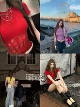 デザイン性の高いレース切り替え半袖Tシャツ【女性用・スリムフィット】