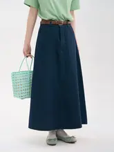 女性用水玉模様のレトロなデニムウェーブスカート