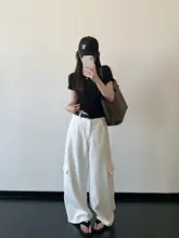 ワイドパンツ レディース カーゴ 立体パッチワーク ヒップアップ 着痩せ ポケット 美シルエット