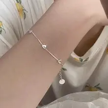 S925純銀の小さなハートブレスレット【シンプルデザイン・光沢のあるハート・女性用】