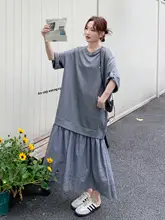 感あるグレーのフリル付きAラインワンピース【カジュアル・夏用】