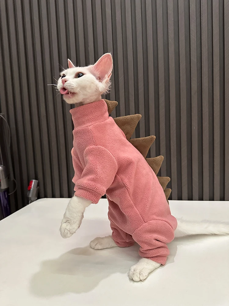 猫用粒綿ボディガード四脚服【小恐竜デザイン・無毛猫用・ピンク】の実用性と適用範囲