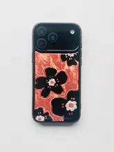 スマホケース マザーオブパール 花柄 シンプル 光沢 耐衝撃 カーキ ブラック 黒枠 iPhone 18 Pro 17 Pro Max Huawei 対応「ssself」