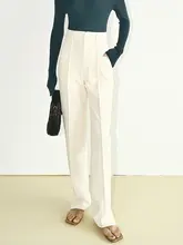 ロングパンツ ハイウエスト レディース ドレープスーツパンツ ストレート スリムパンツ